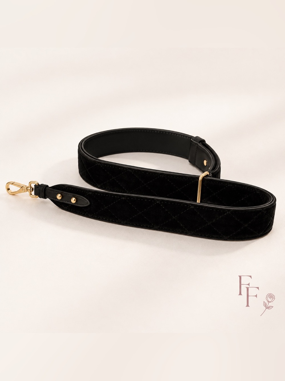 Prada Black Velvet Adjustable Shoulder Strap Gold Hardware Authentic